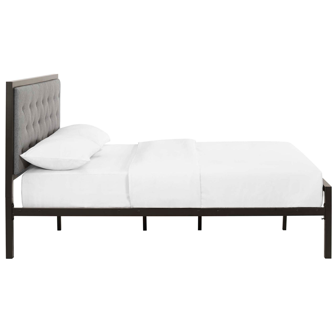 Mirava Upholstered Full Bed, Brown & Gray