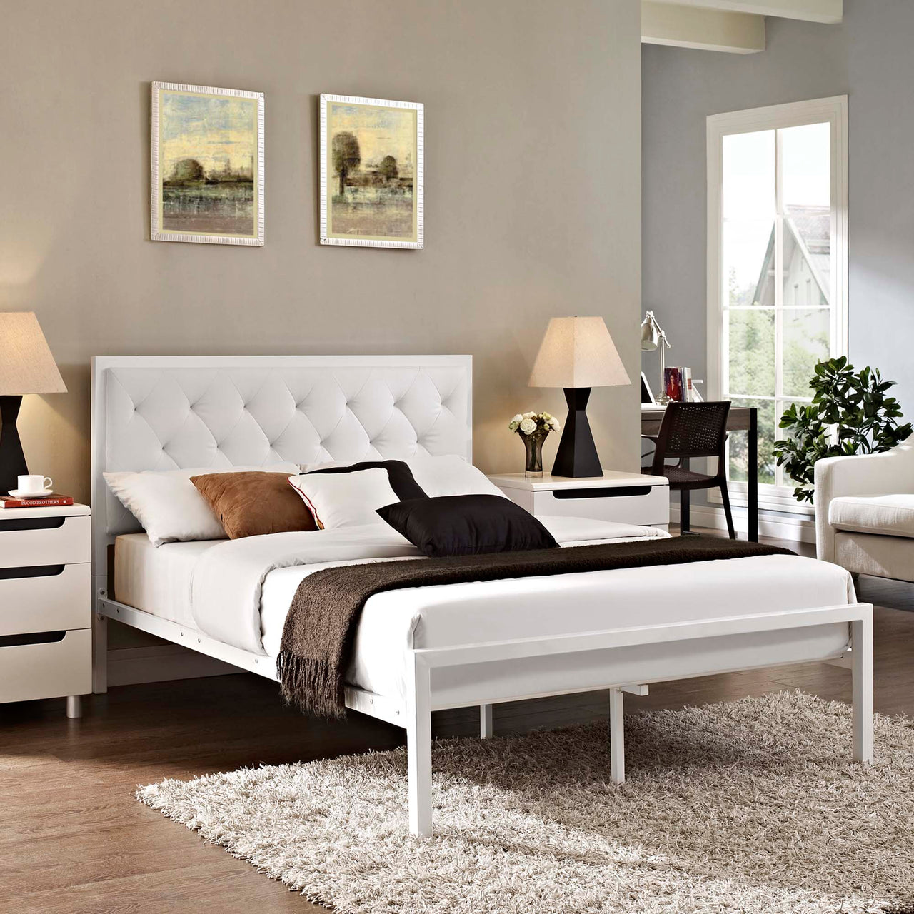 Mirava Eco-Leather Full Bed, White