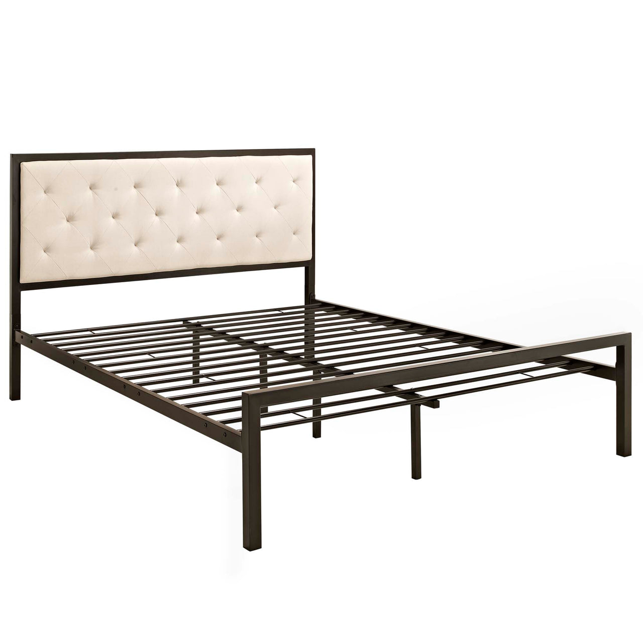 Mirava Upholstered Queen Bed, Brown & Beige