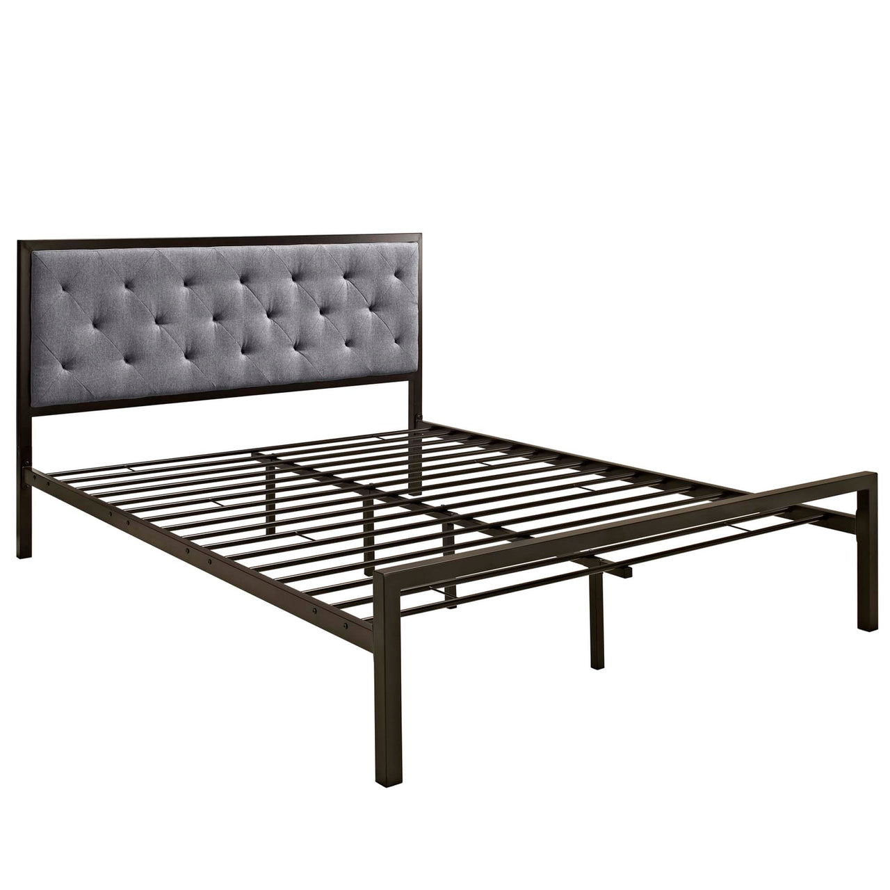 Mirava Upholstered Queen Bed, Brown & Gray
