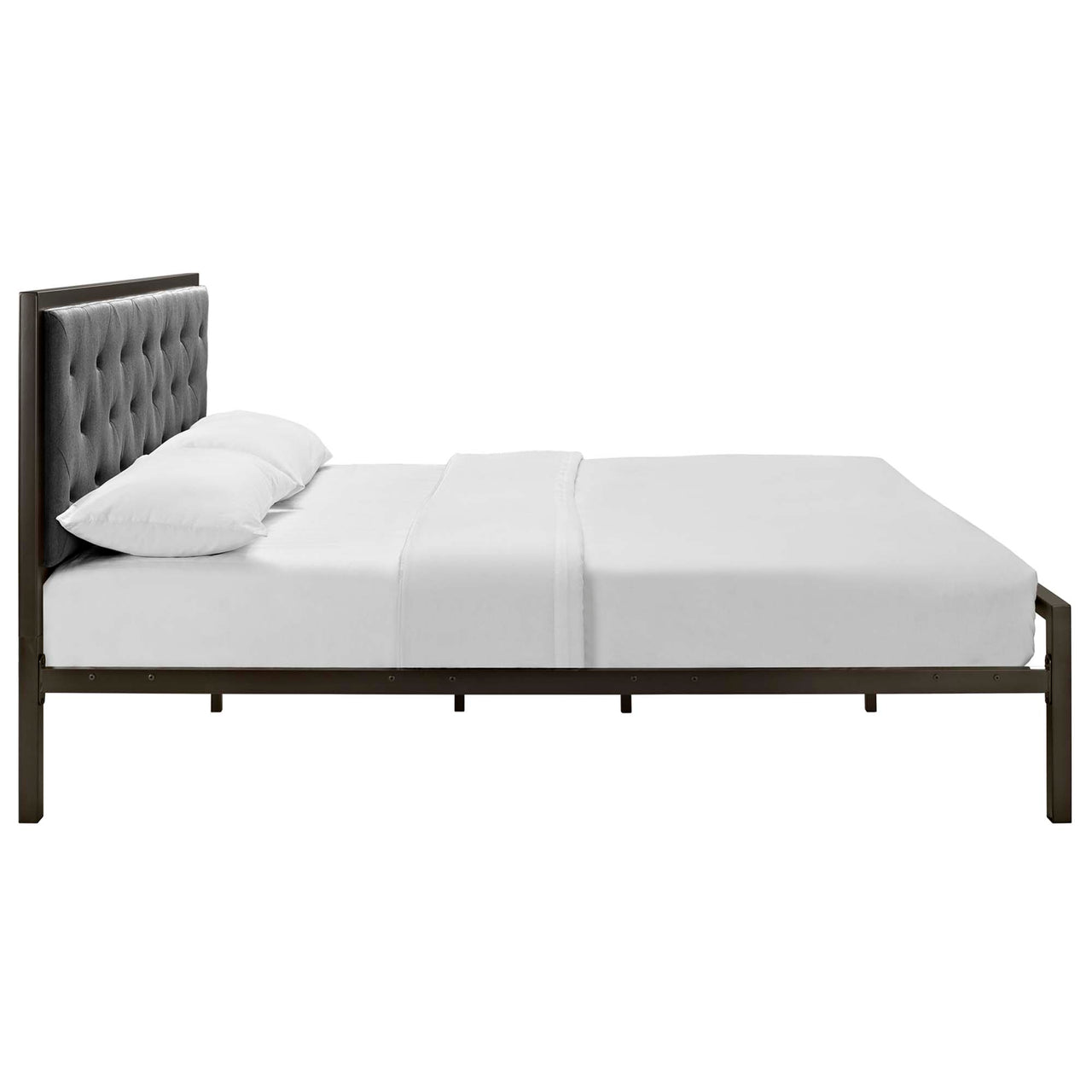 Mirava Upholstered Queen Bed, Brown & Gray