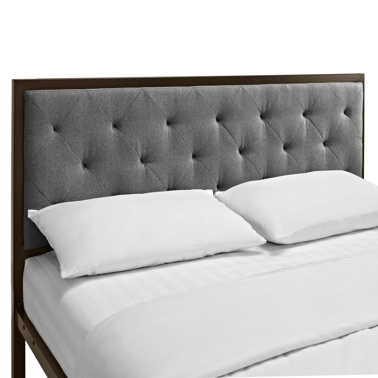 Mirava Upholstered Queen Bed, Brown & Gray
