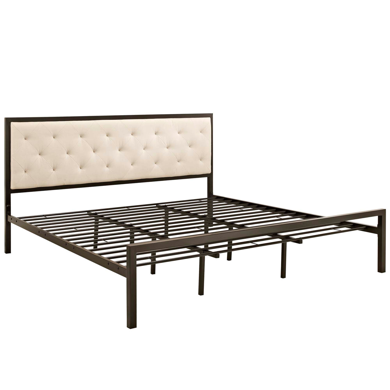 Mirava Upholstered King Bed, Brown & Beige