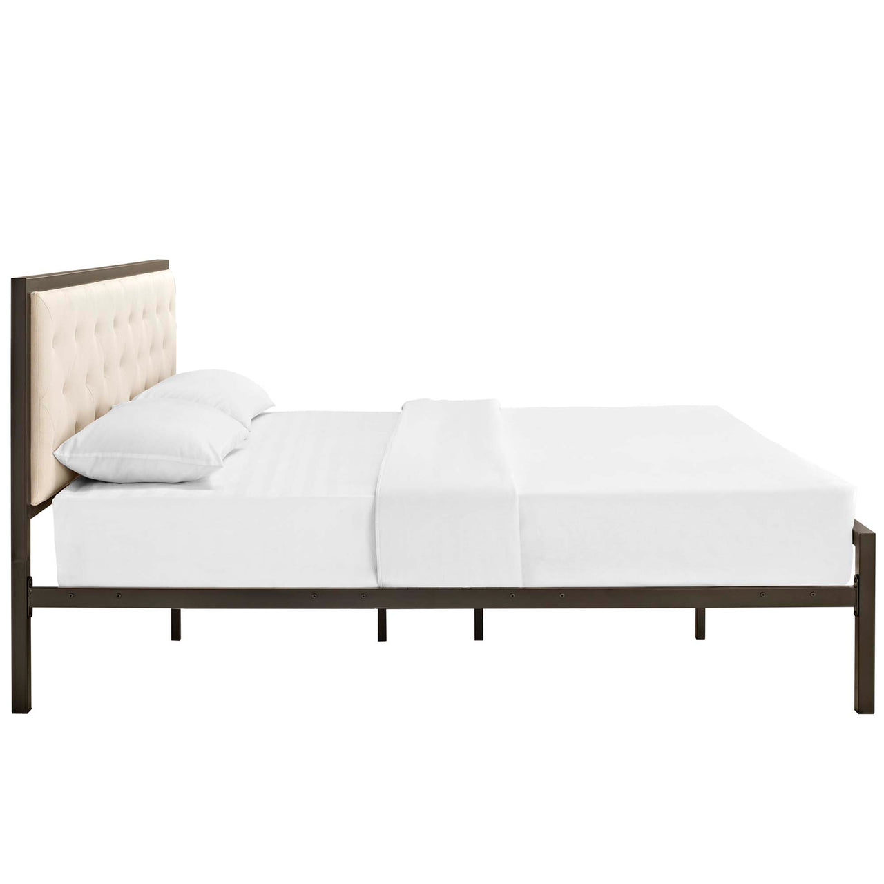Mirava Upholstered King Bed, Brown & Beige