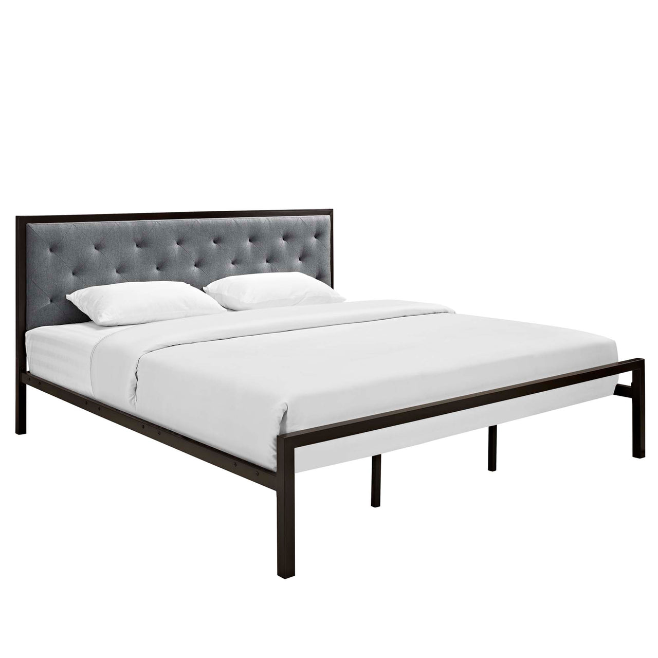 Mirava Upholstered King Bed, Brown & Gray