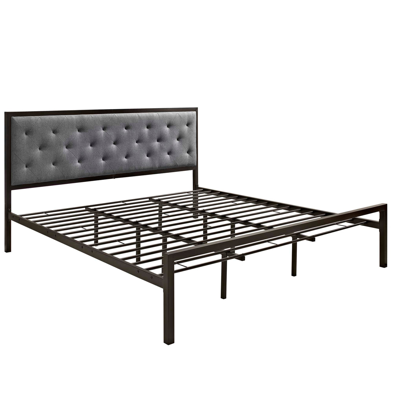 Mirava Upholstered King Bed, Brown & Gray