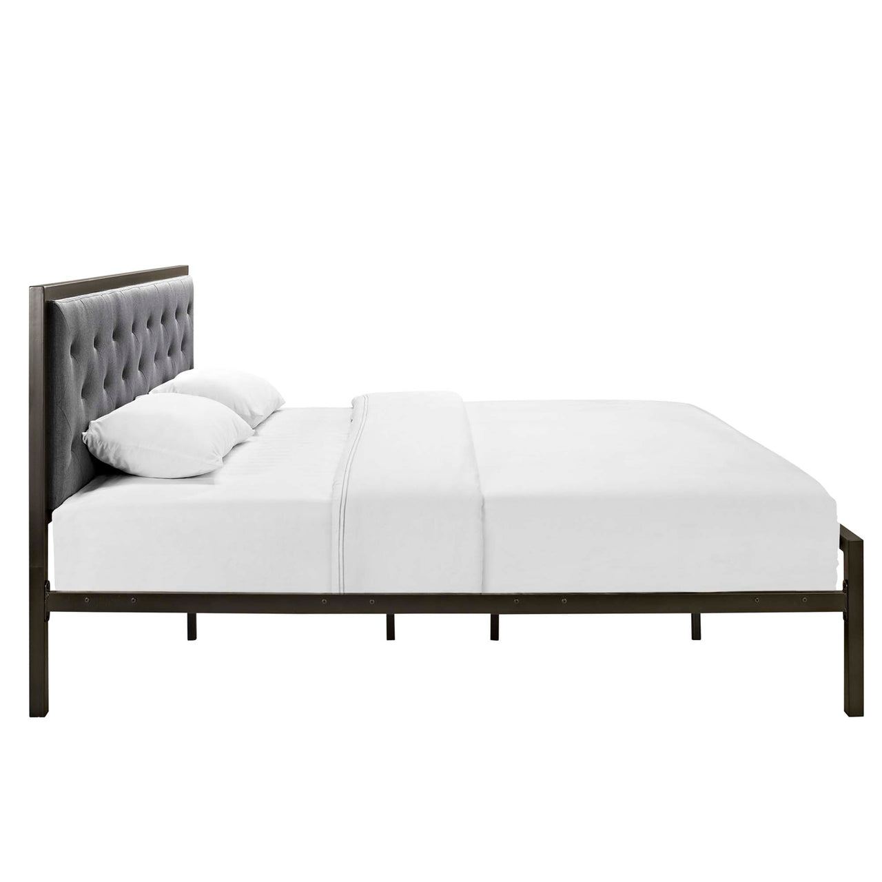 Mirava Upholstered King Bed, Brown & Gray