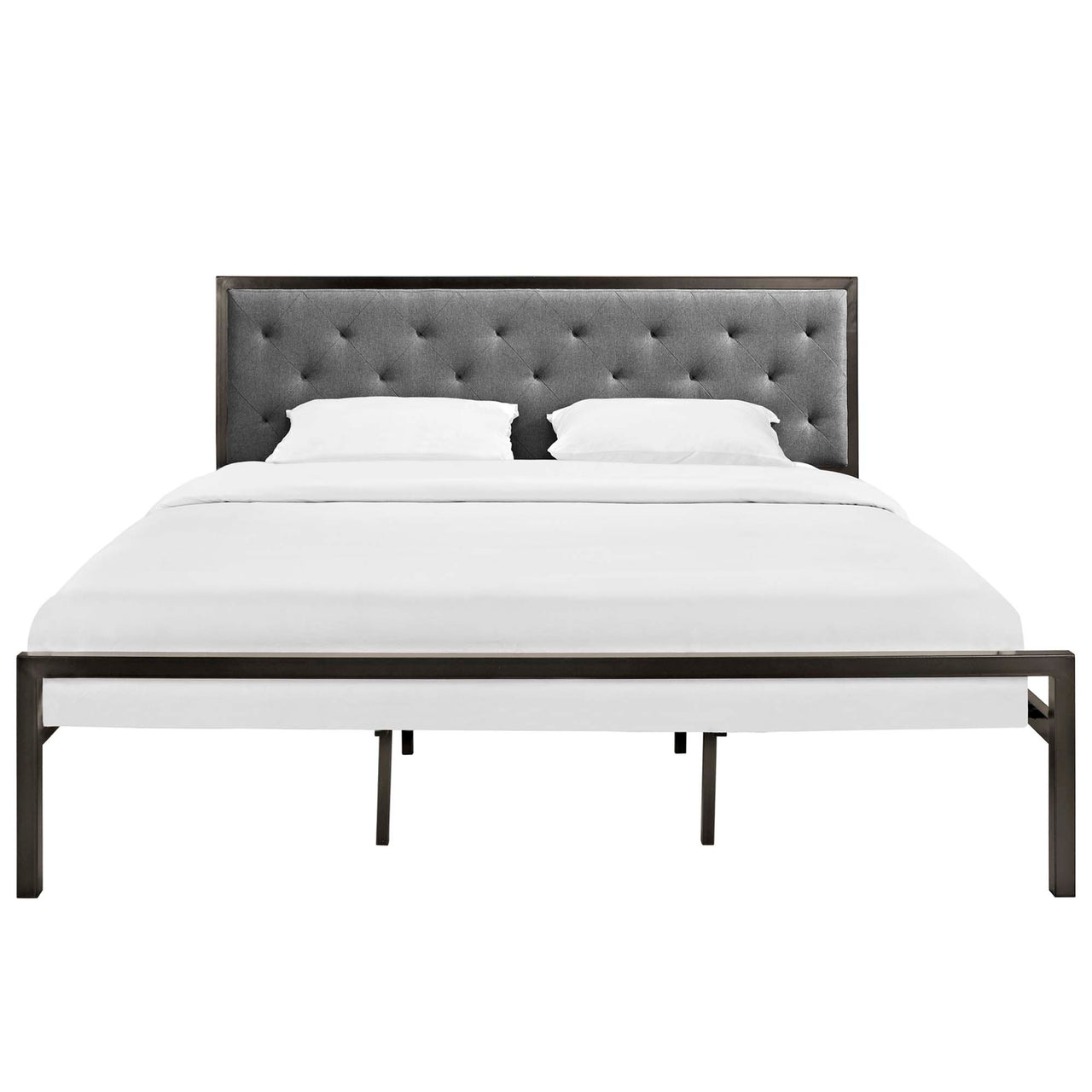 Mirava Upholstered King Bed, Brown & Gray