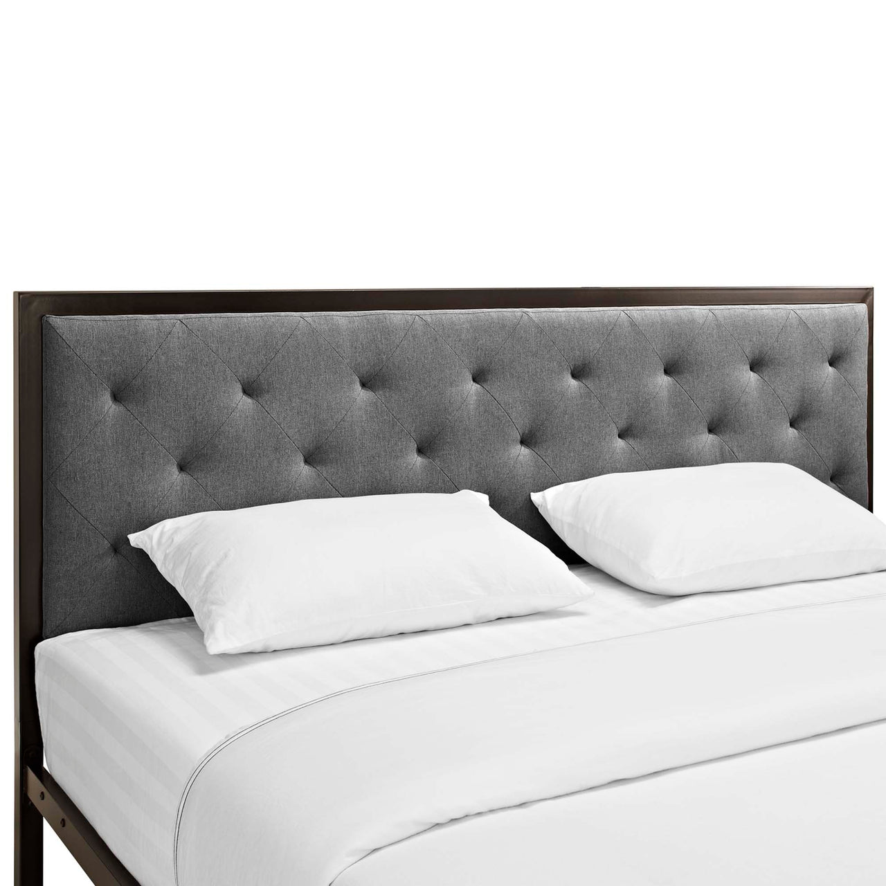 Mirava Upholstered King Bed, Brown & Gray