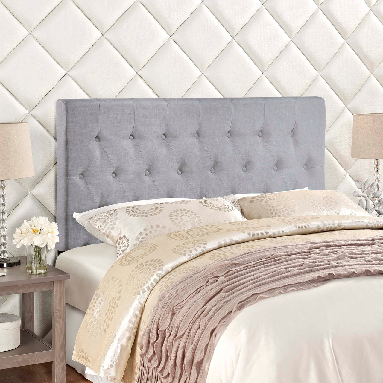 Crew Fabric Queen Headboard, Light Gray