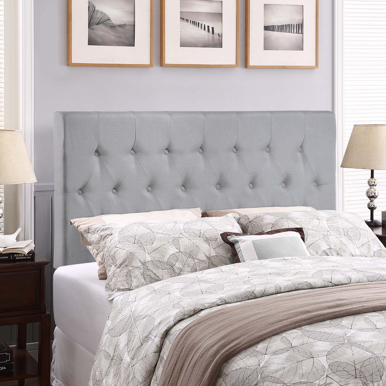 Crew Fabric Queen Headboard, Light Gray
