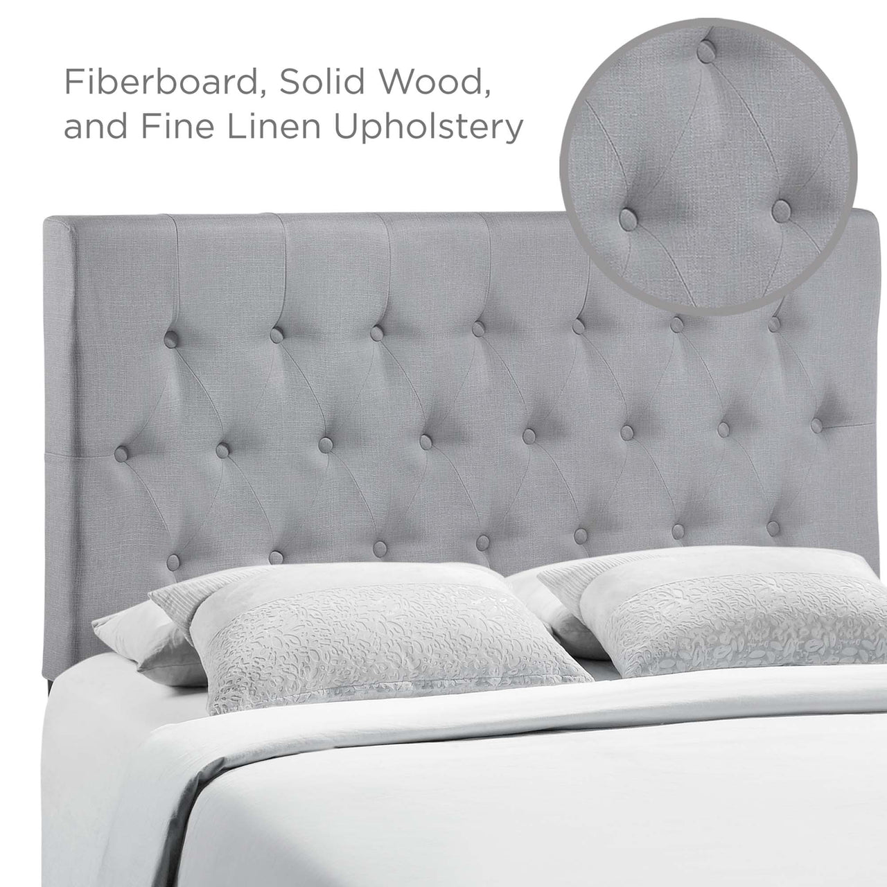 Crew Fabric Full Headboard, Light Gray