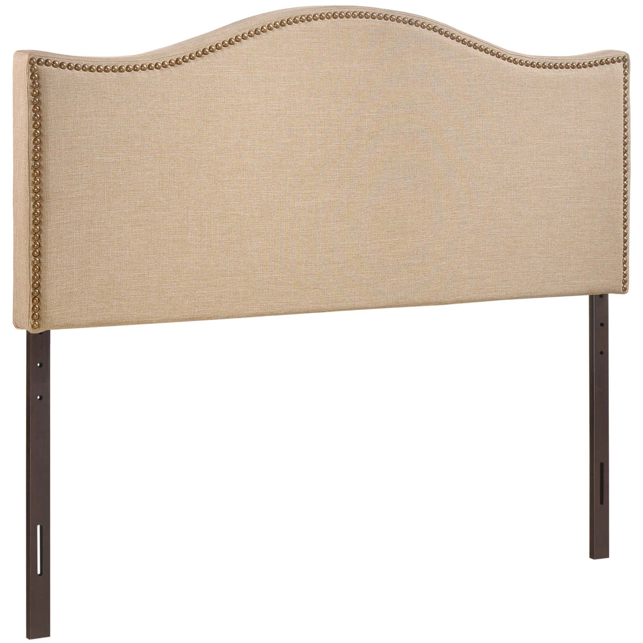 Curve Upholstered Queen Headboard, Light Brown