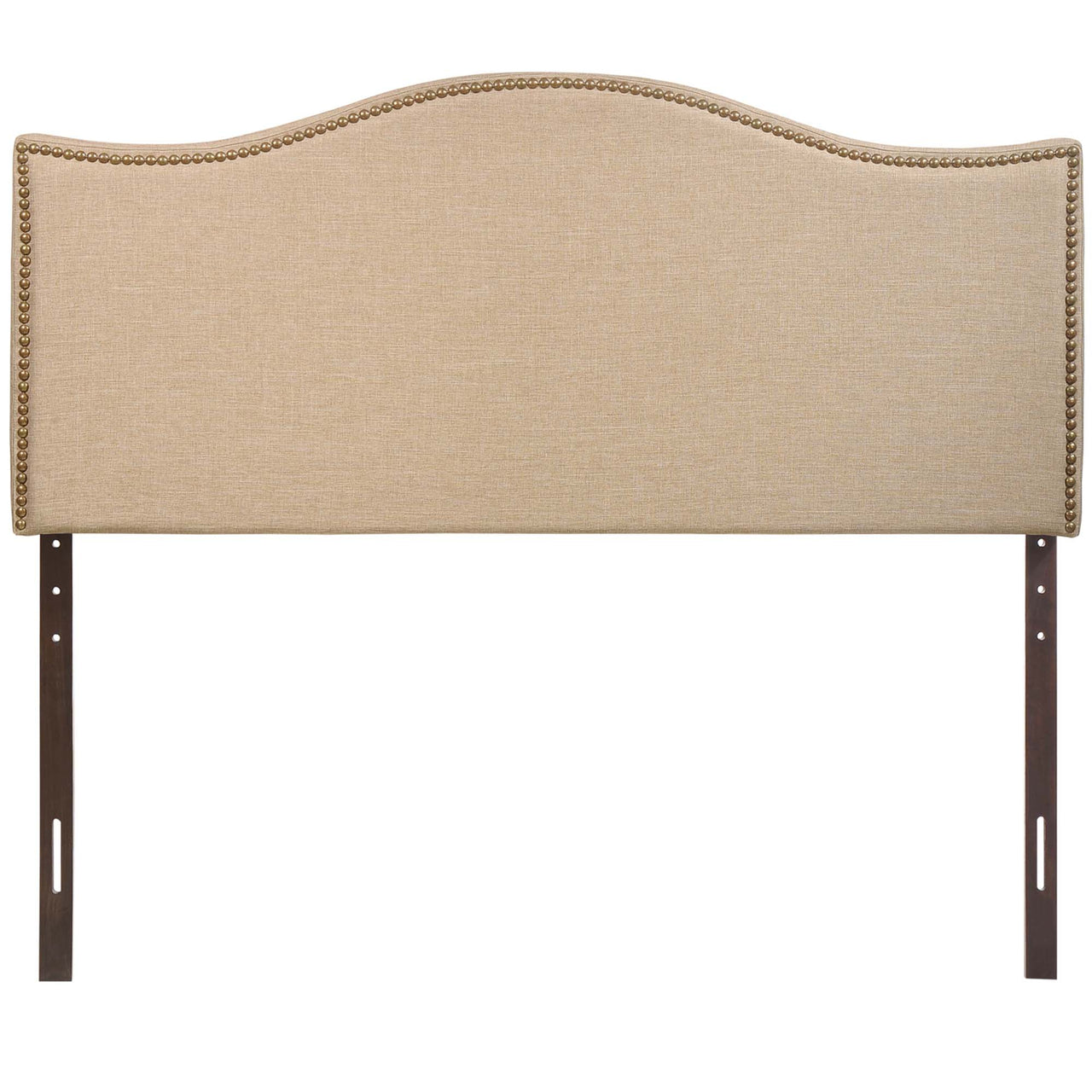 Curve Upholstered Queen Headboard, Light Brown