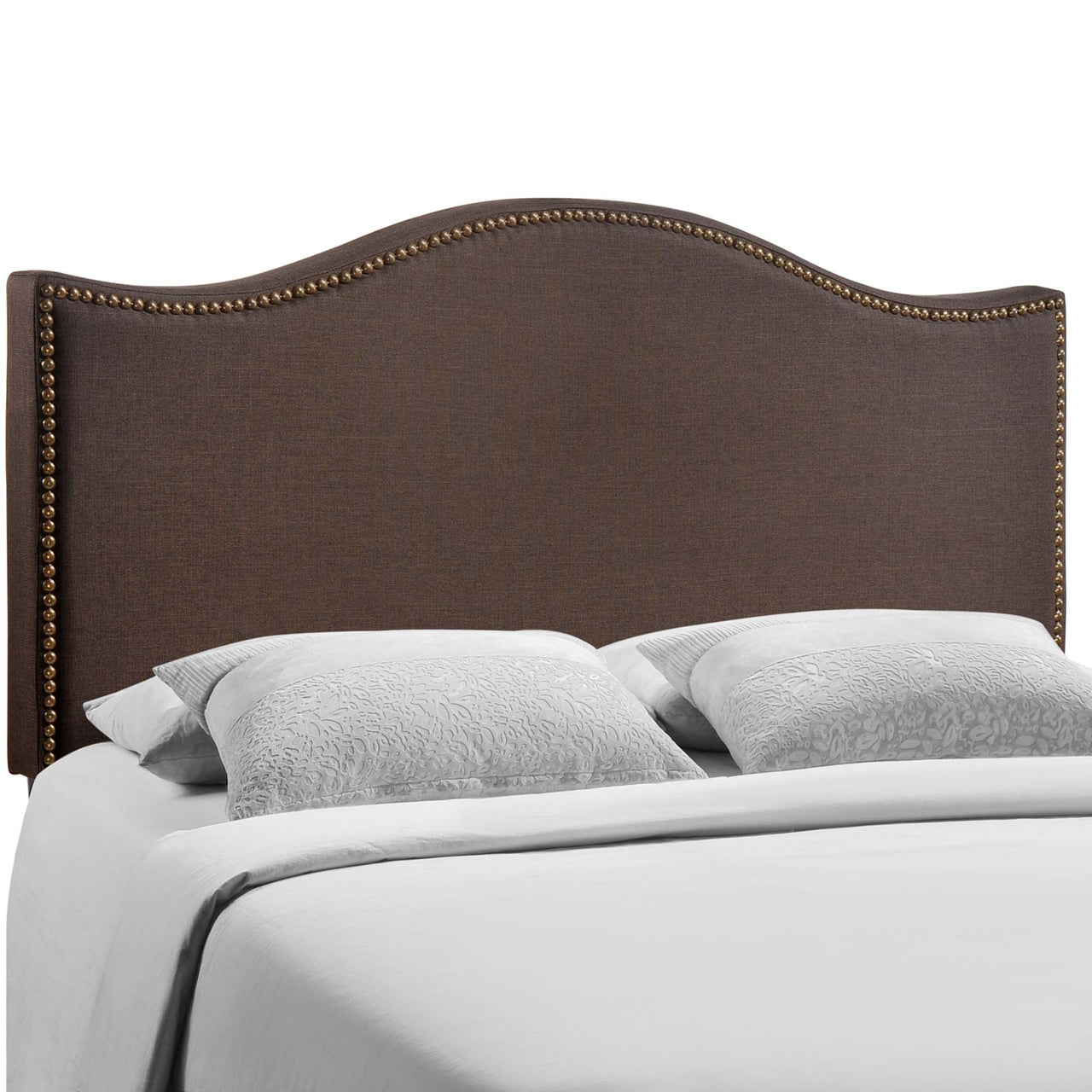 Curve Upholstered Queen Headboard, Dark Brown