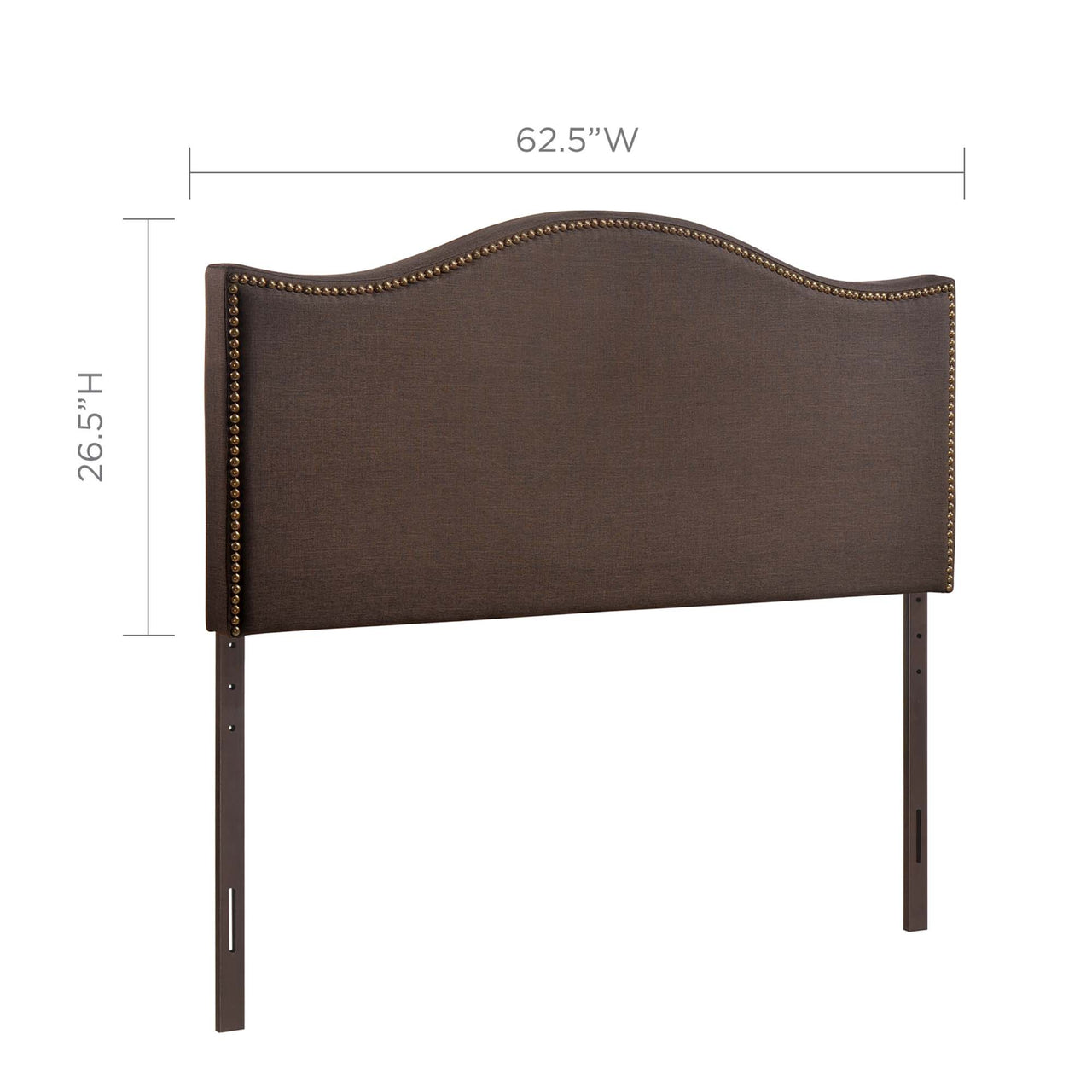 Curve Upholstered Queen Headboard, Dark Brown