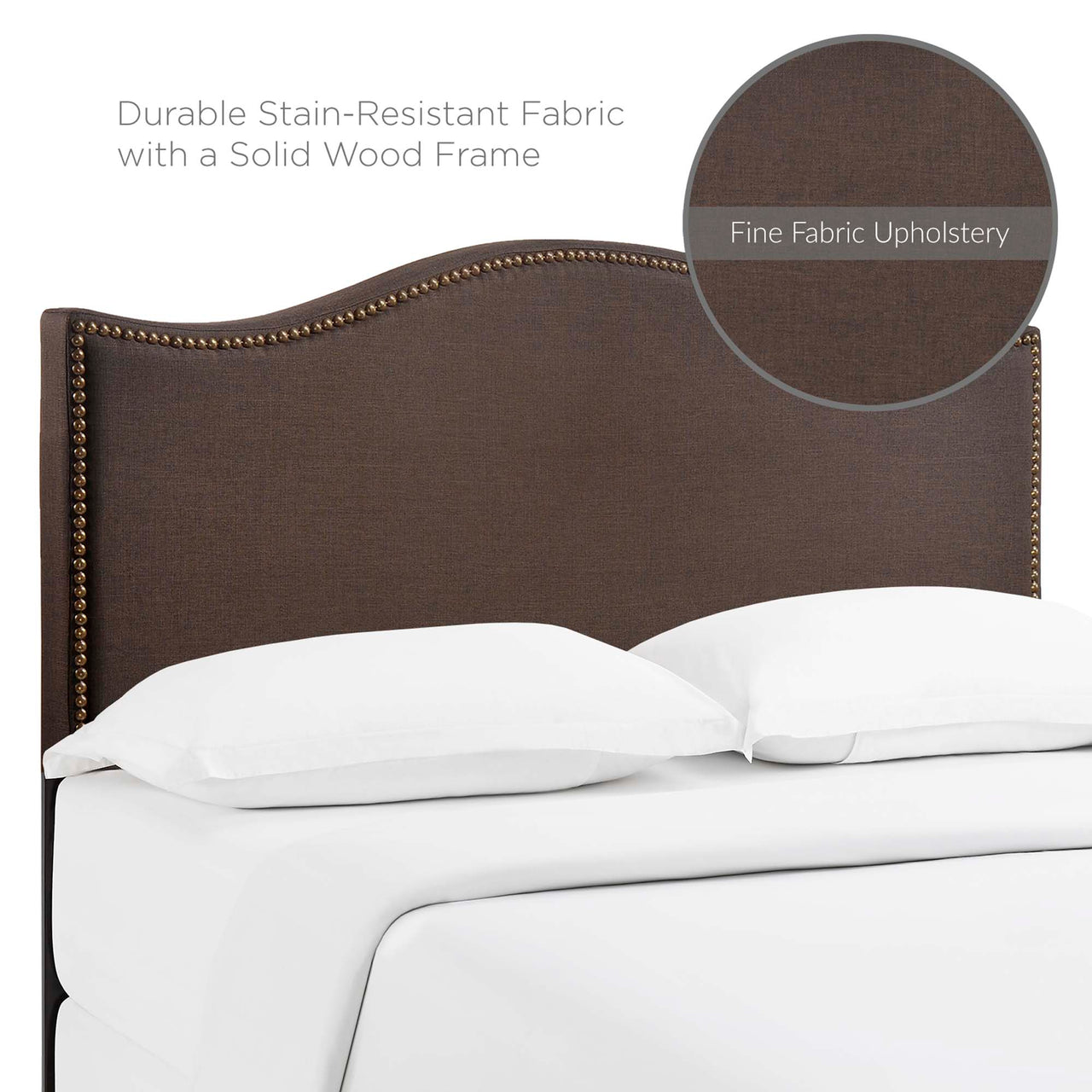 Curve Upholstered Queen Headboard, Dark Brown
