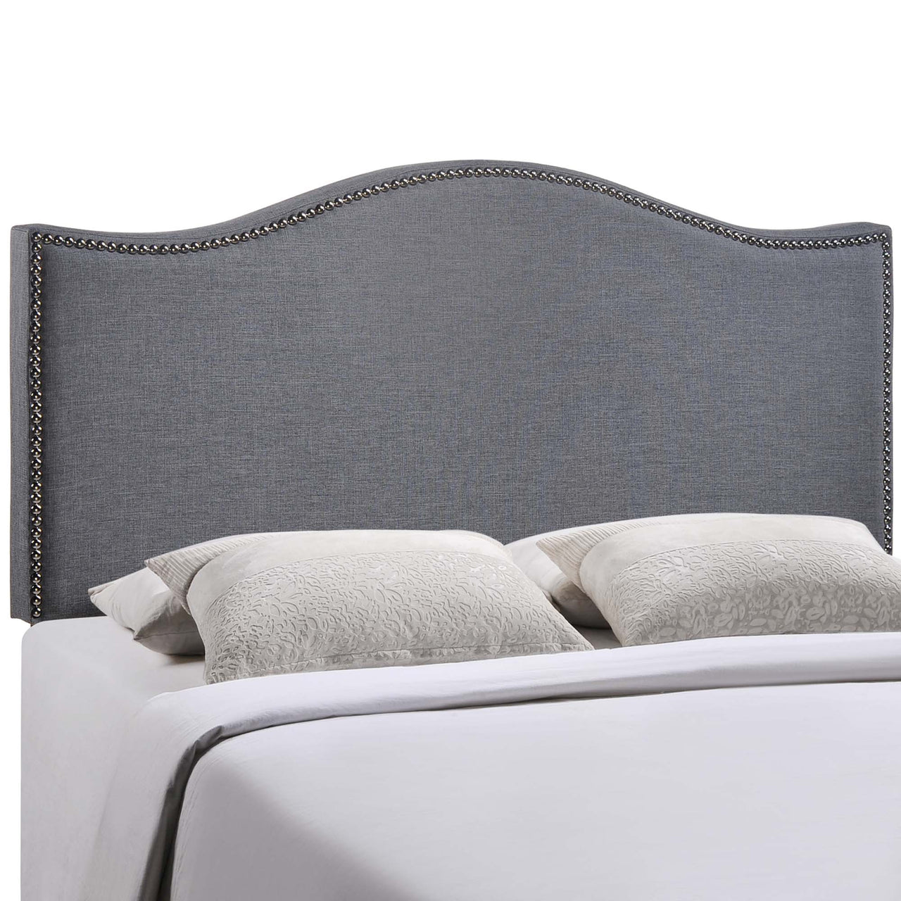 Curve Upholstered Queen Headboard, Gray
