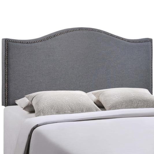Curve Upholstered Queen Headboard, Gray