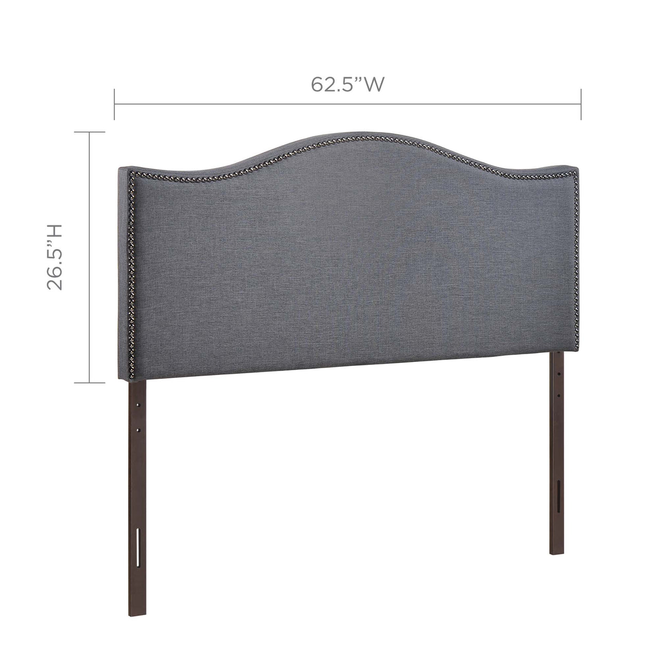 Curve Upholstered Queen Headboard, Gray
