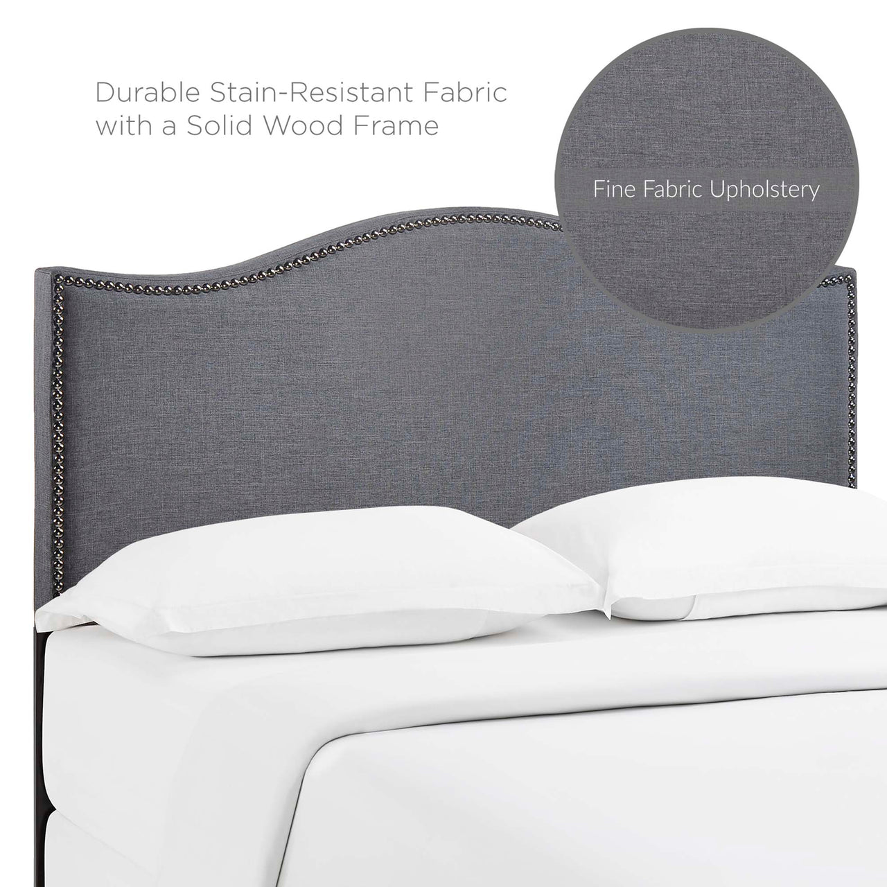 Curve Upholstered Queen Headboard, Gray