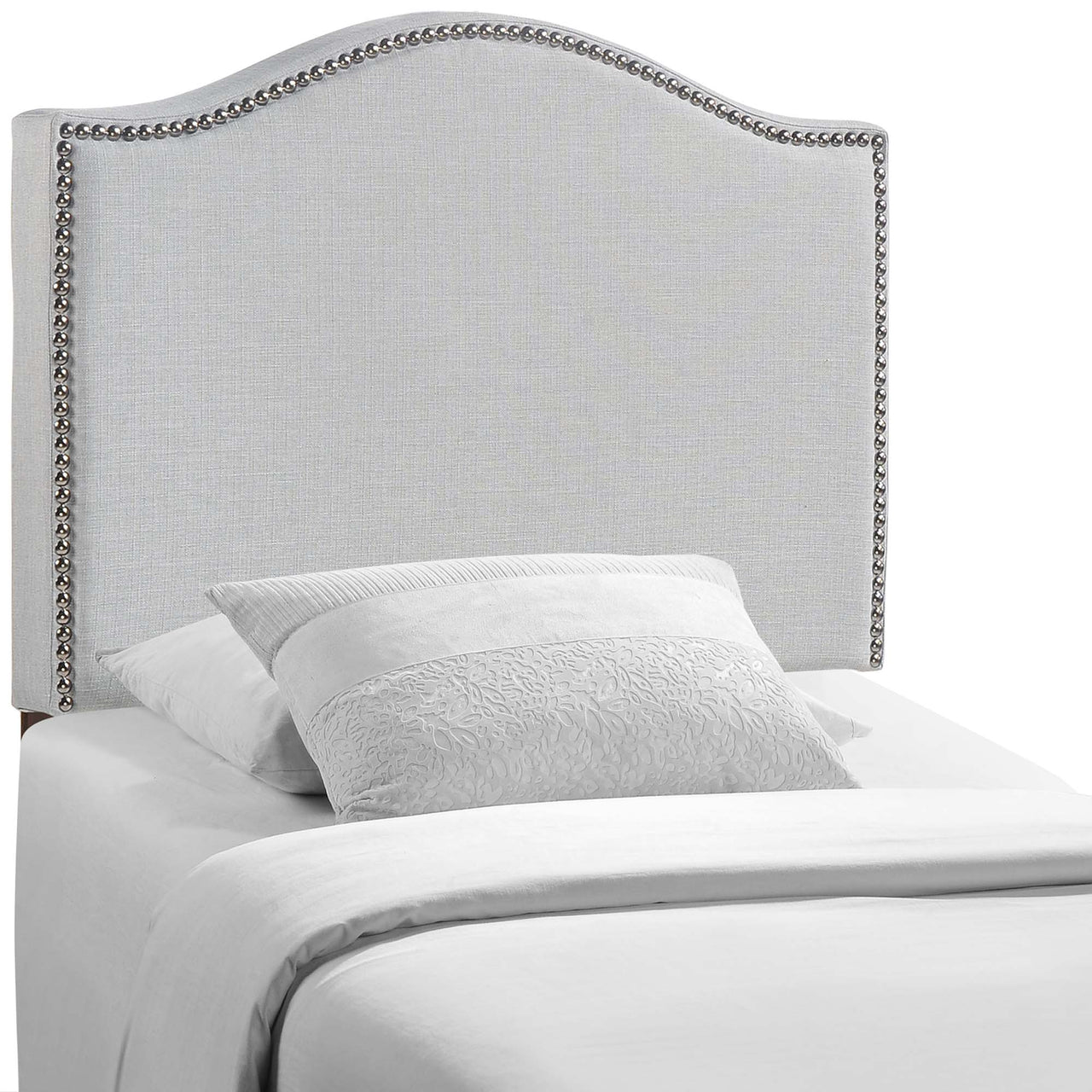 Curve Upholstered Twin Headboard, Light Gray