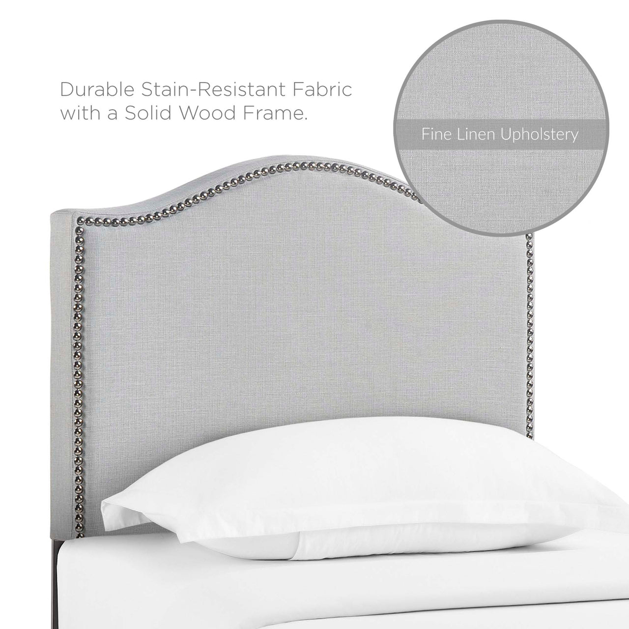 Curve Upholstered Twin Headboard, Light Gray