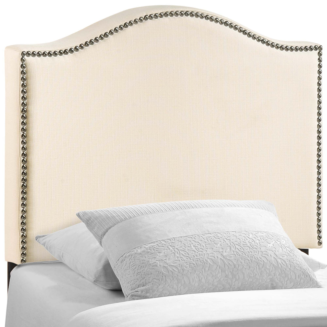 Curve Upholstered Twin Headboard, Ivory