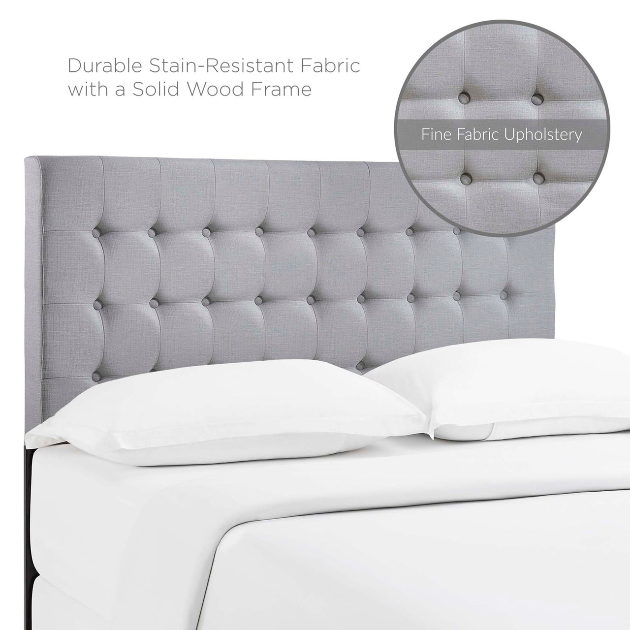 Andryel Fabric Queen Headboard, Light Gray