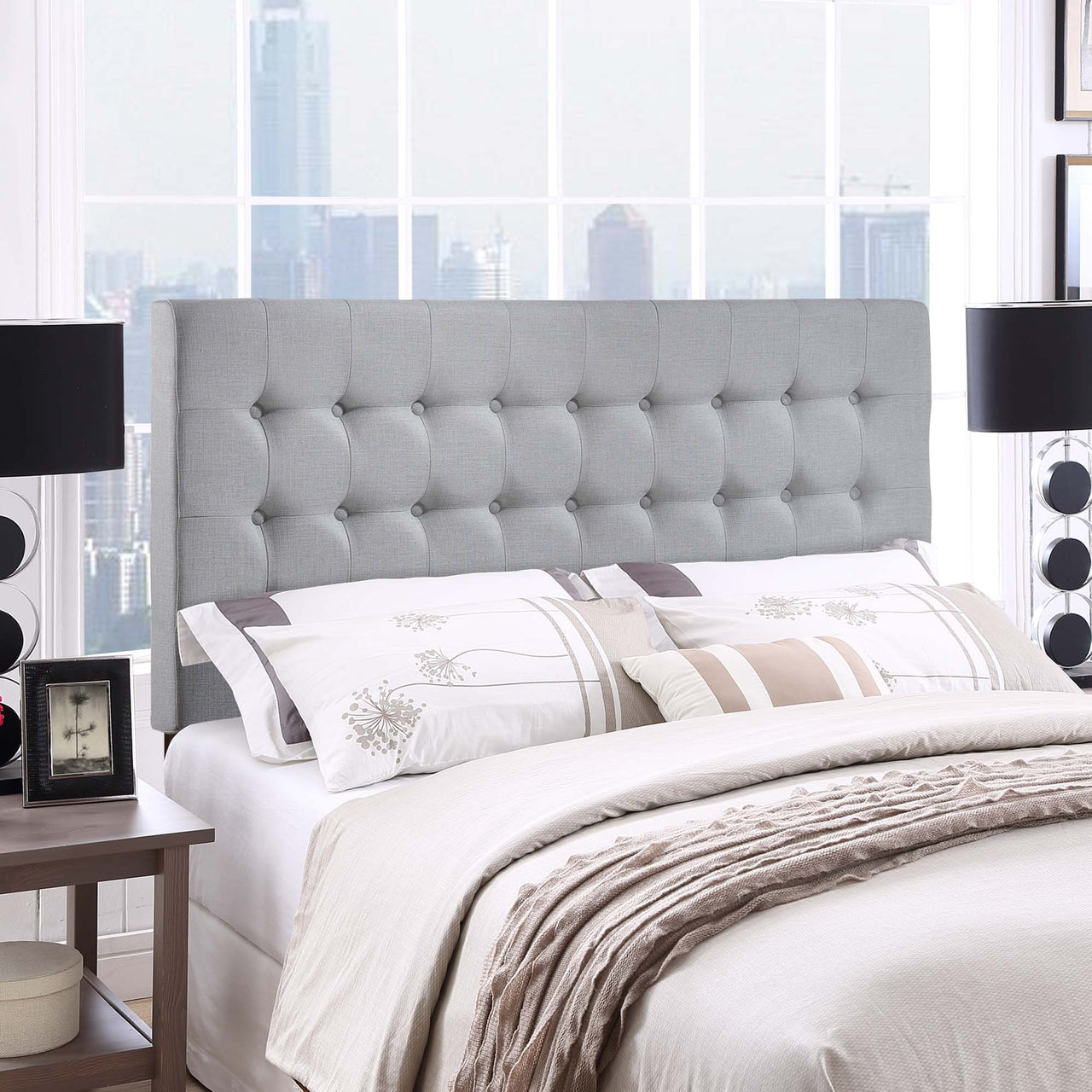 Andryel Fabric Queen Headboard, Light Gray