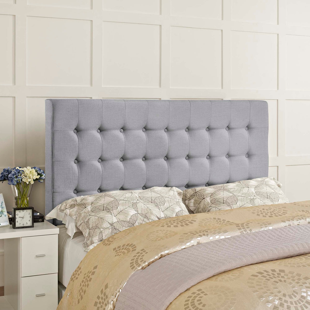 Andryel Fabric Queen Headboard, Light Gray