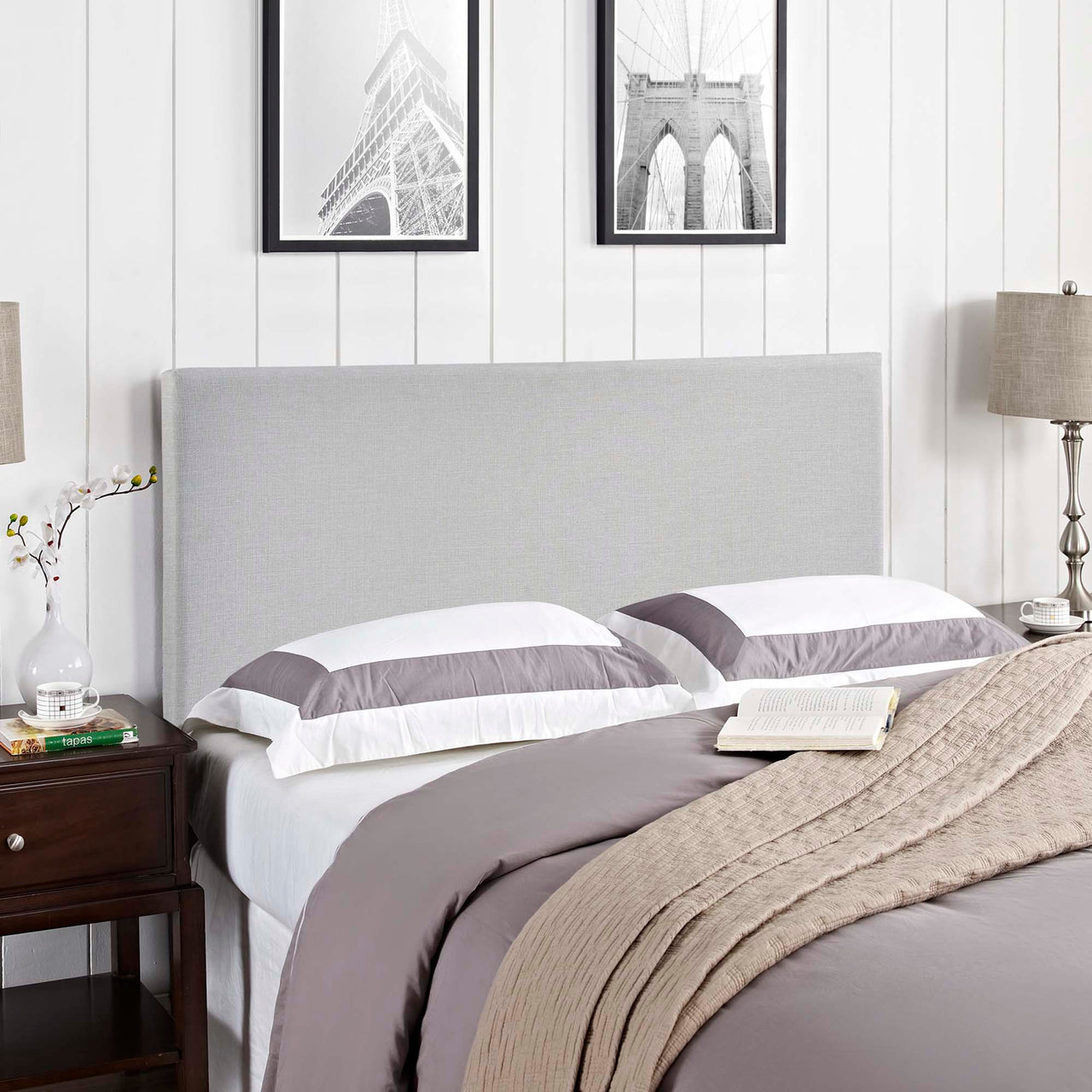 Parchment Queen Headboard, Light Gray