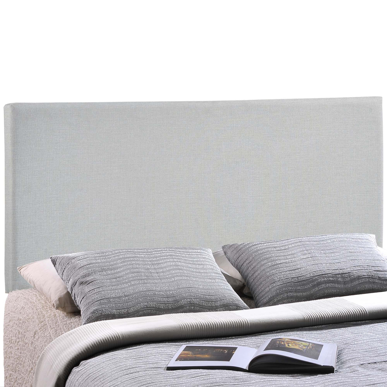Parchment Fabric King Headboard, Light Gray