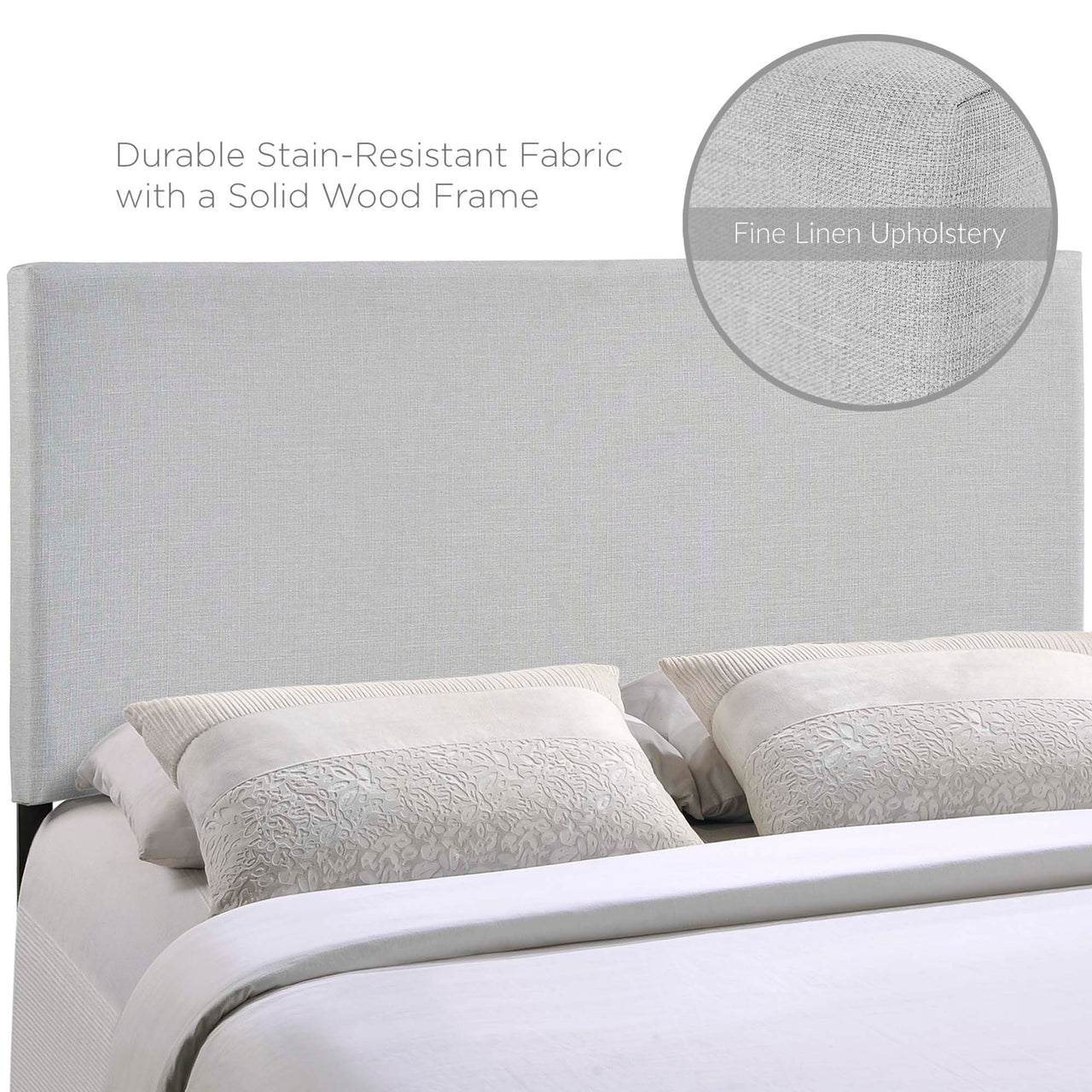 Parchment Fabric Full Headboard, Light Gray