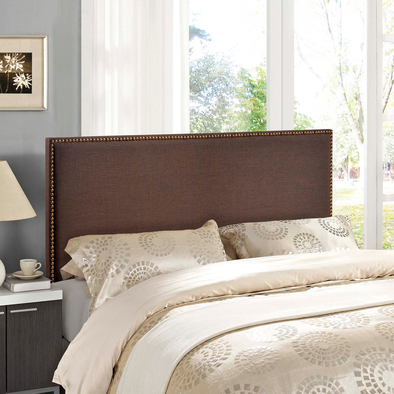 Parchment Queen Headboard, Dark Brown