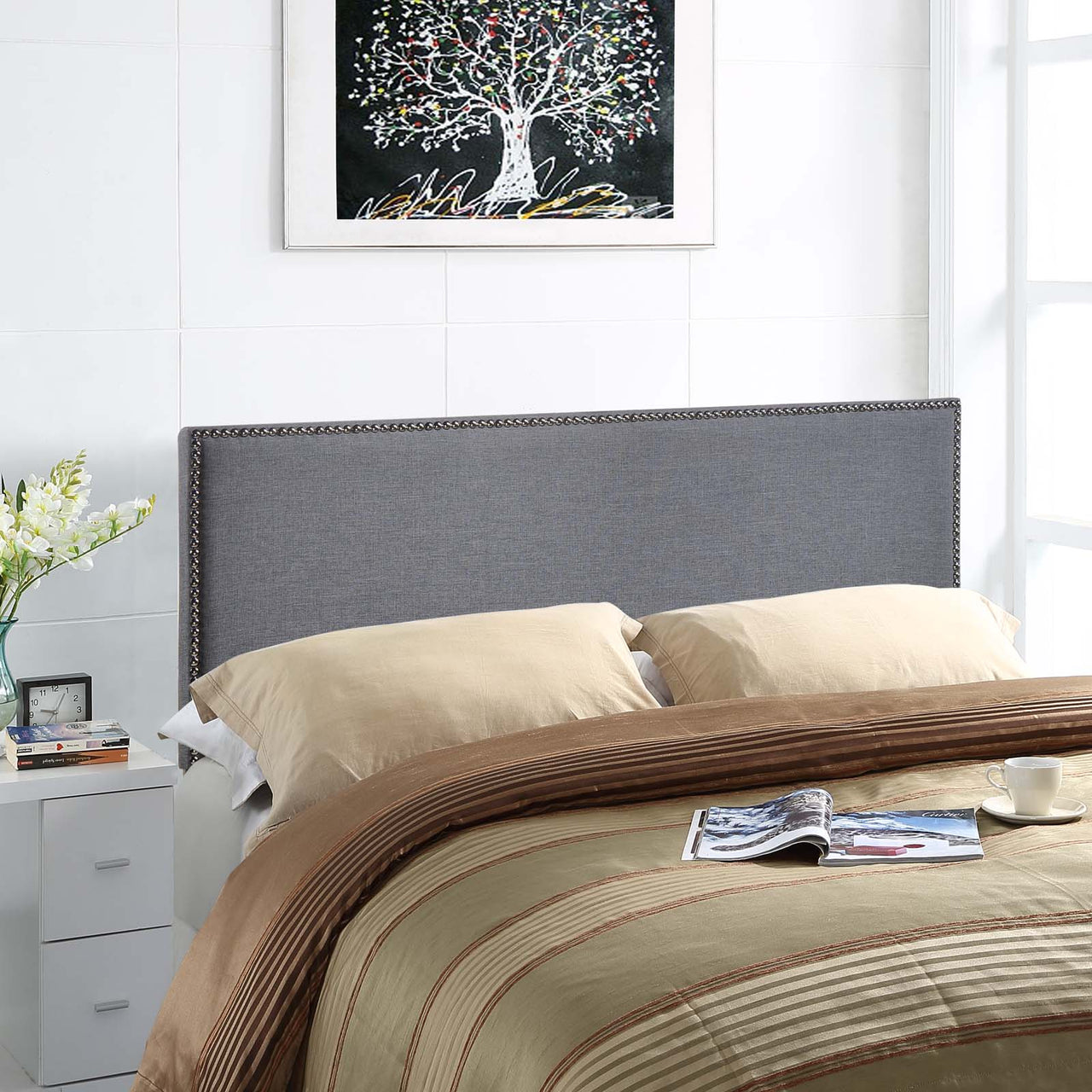 Parchment Queen Headboard, Gray