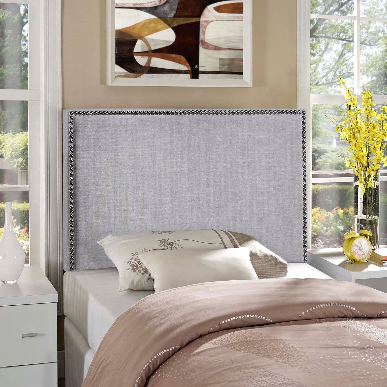 Parchment Twin Headboard, Light Gray