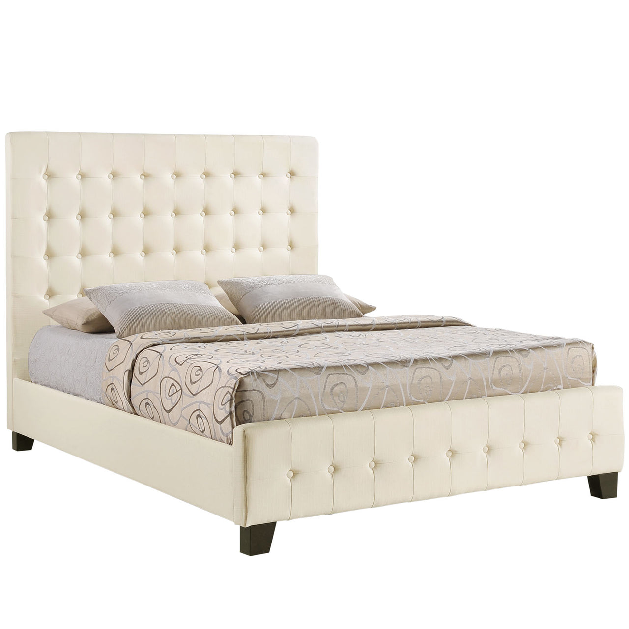 Lorisse Fabric Queen Bed, Ivory