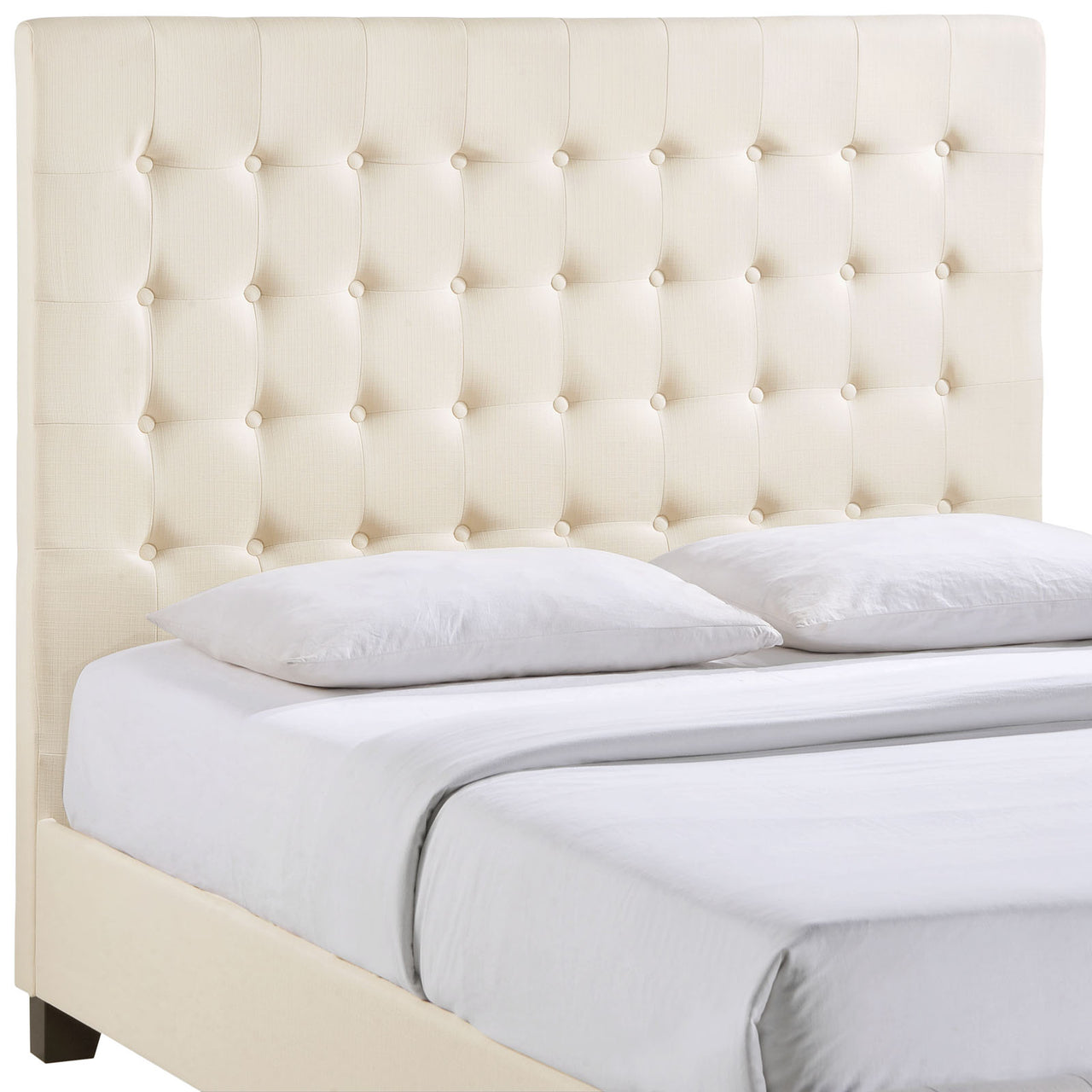 Lorisse Fabric Queen Bed, Ivory