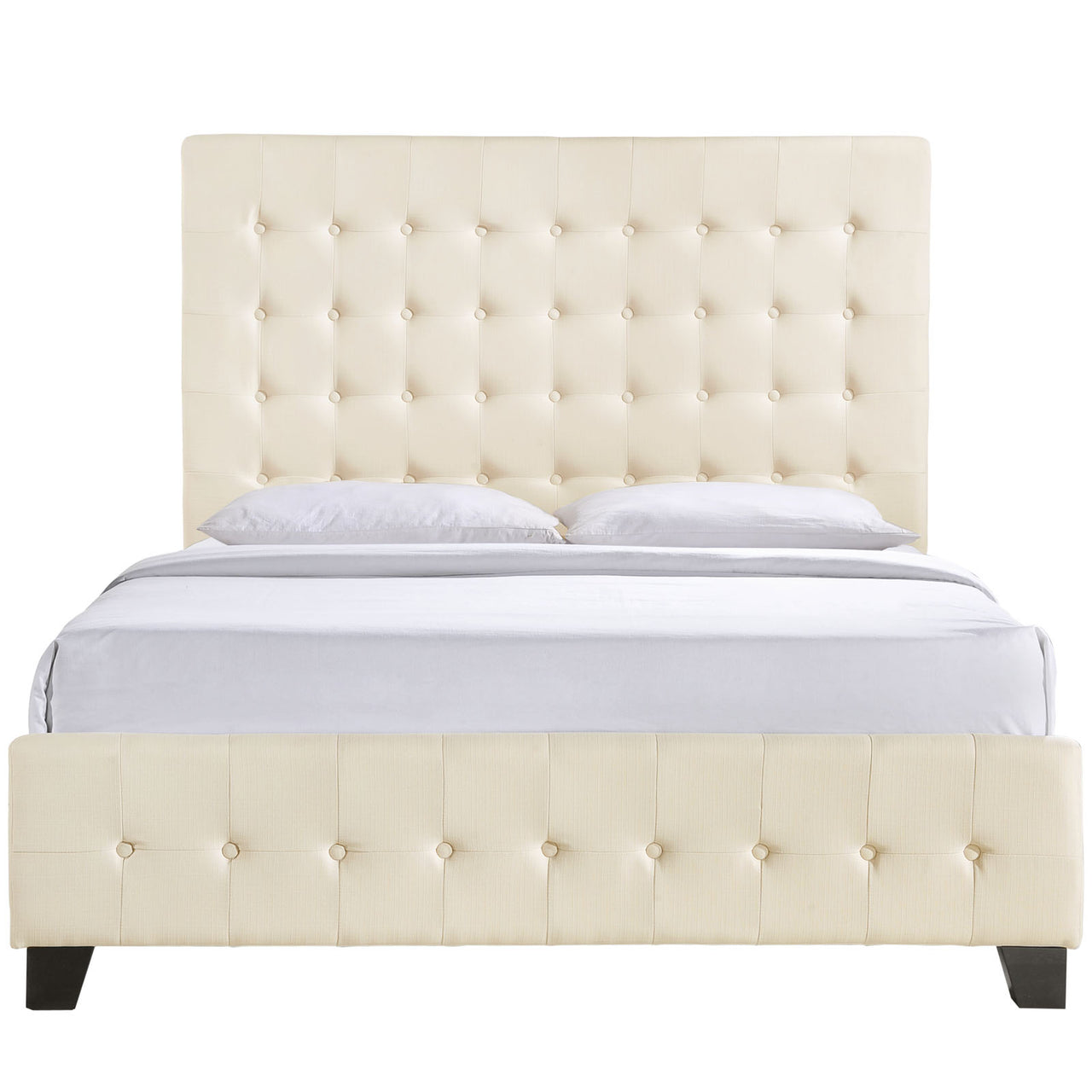 Lorisse Fabric Queen Bed, Ivory
