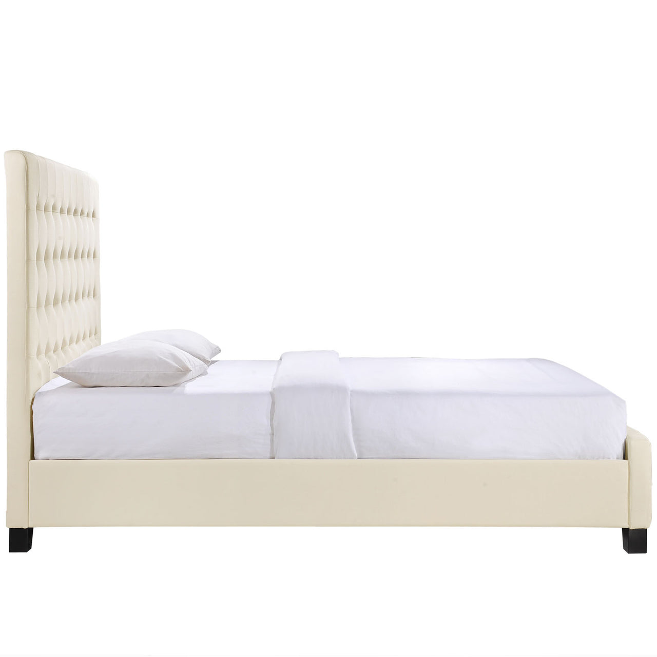 Lorisse Fabric Queen Bed, Ivory