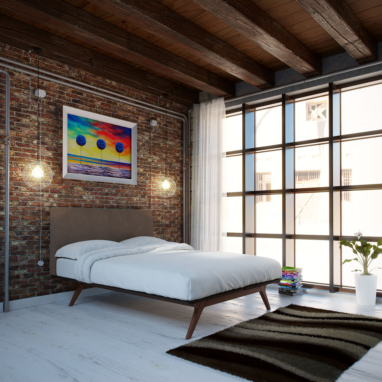 Simplicity Queen Bed, Espresso & Brown