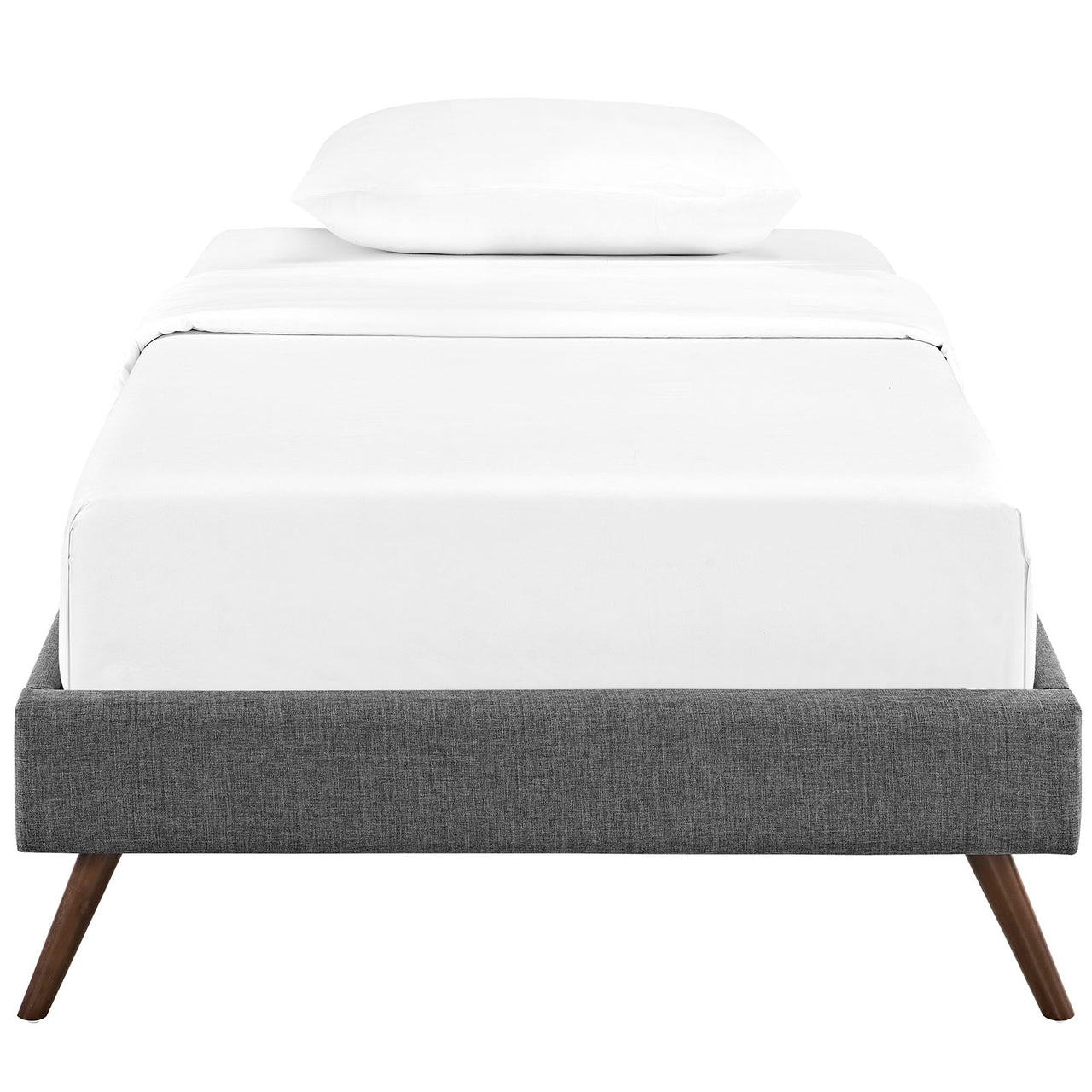 Elena Upholstered Twin Bed Frame, Gray