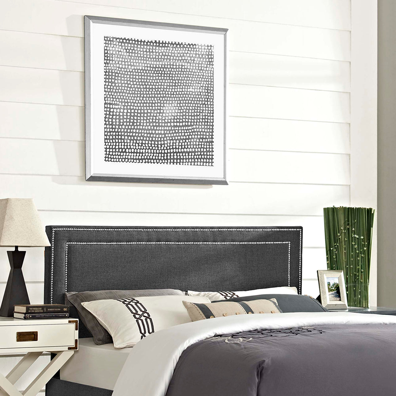 Twinline Fabric Queen Headboard, Gray
