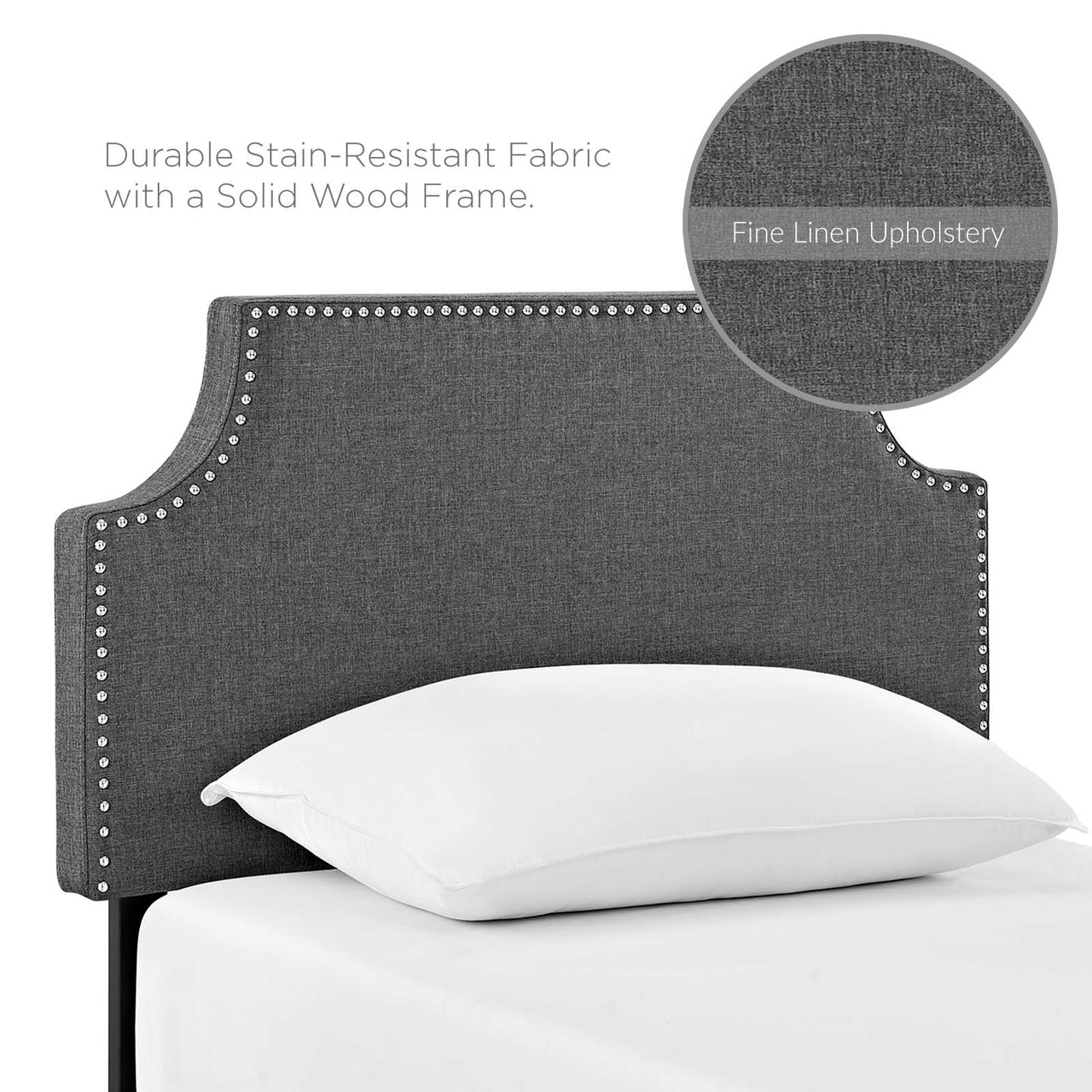 Laurel Fabric Twin Headboard, Gray