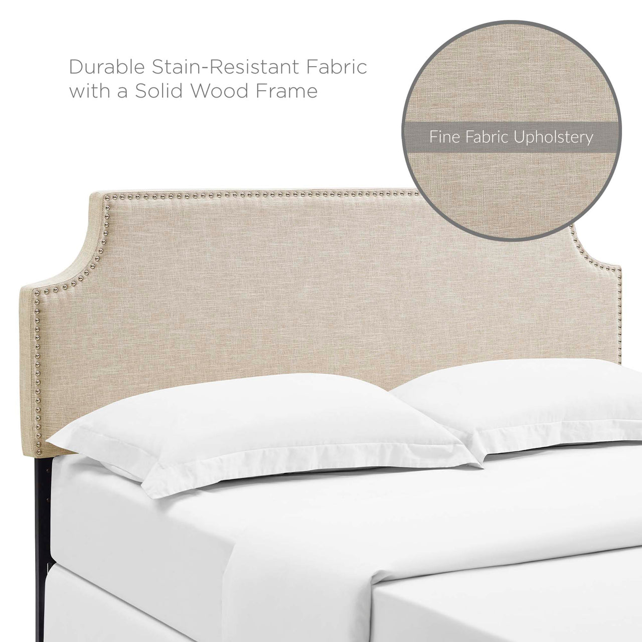 Laurel Fabric Queen Headboard, Beige