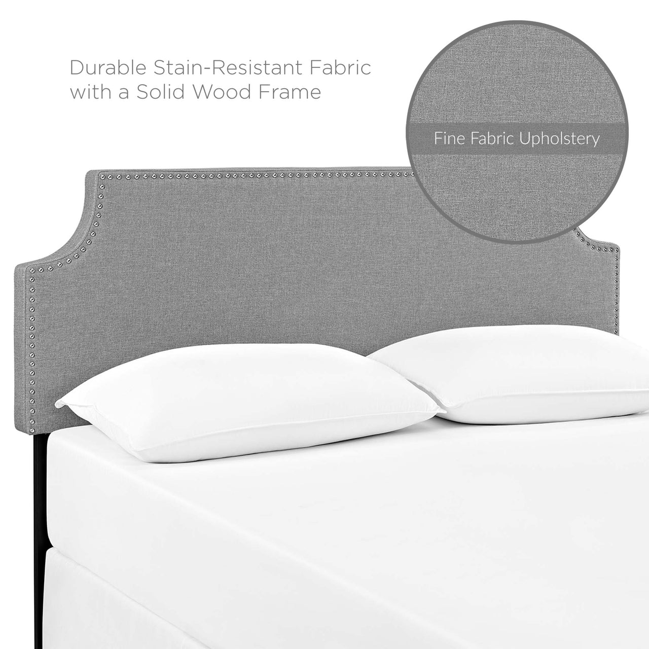 Laurel Fabric King Headboard, Gray