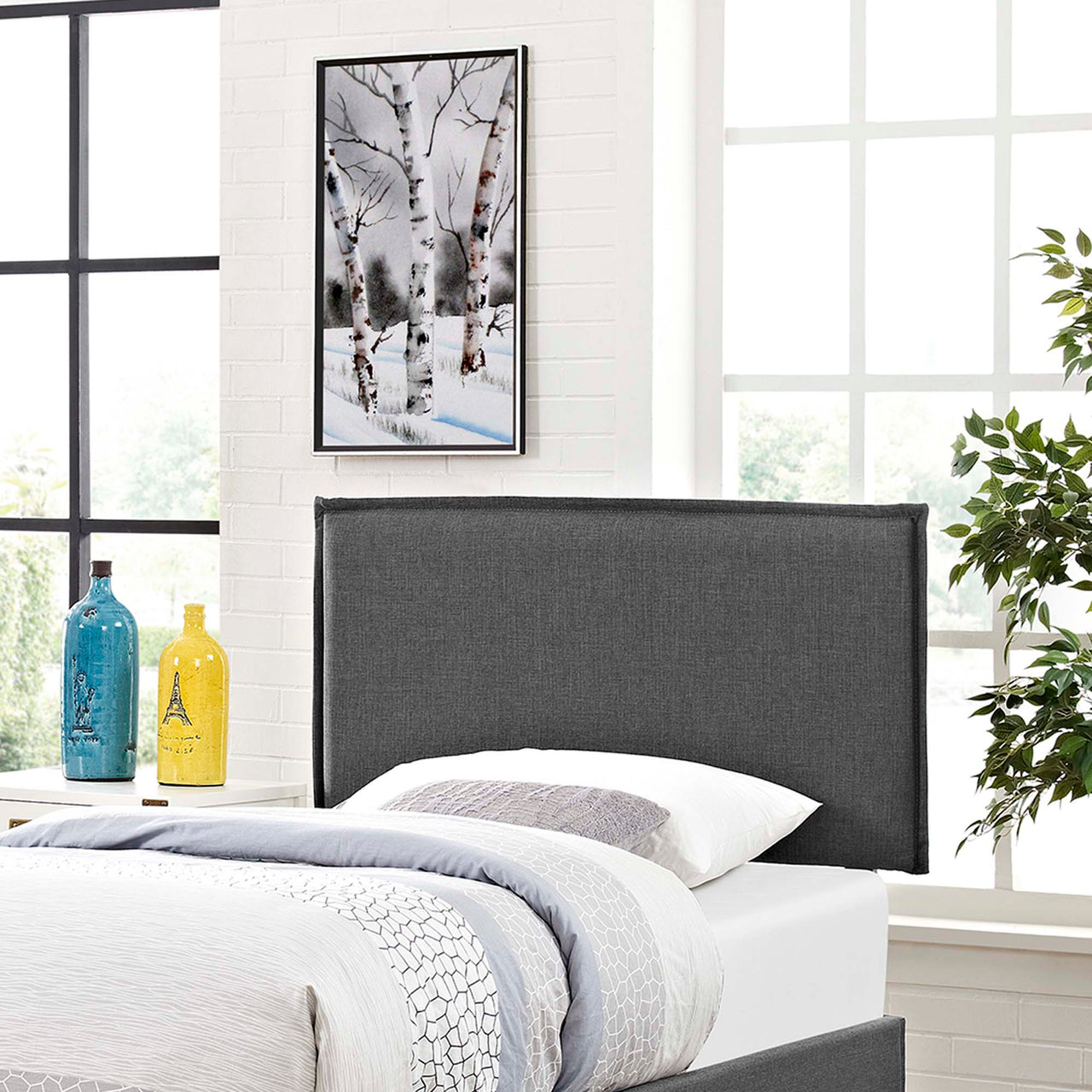 Millie Fabric Twin Headboard, Gray