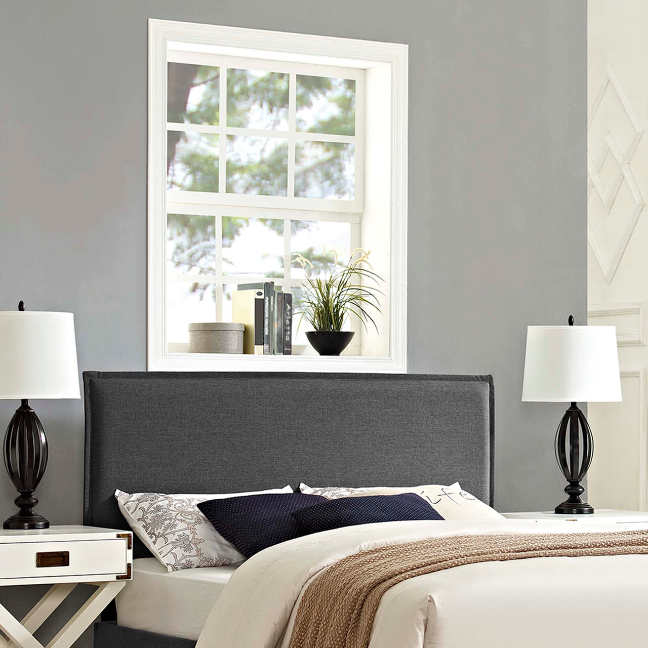 Millie Fabric Full Headboard, Gray