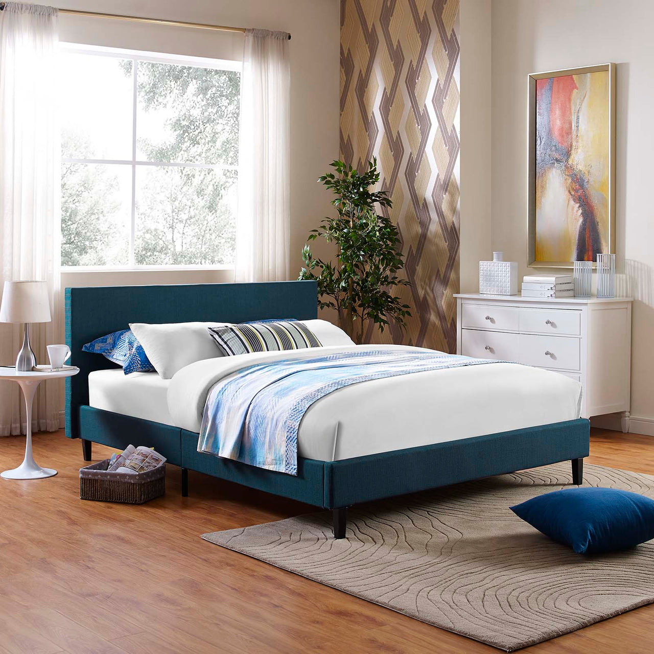 Arden Fabric Full Bed, Azure